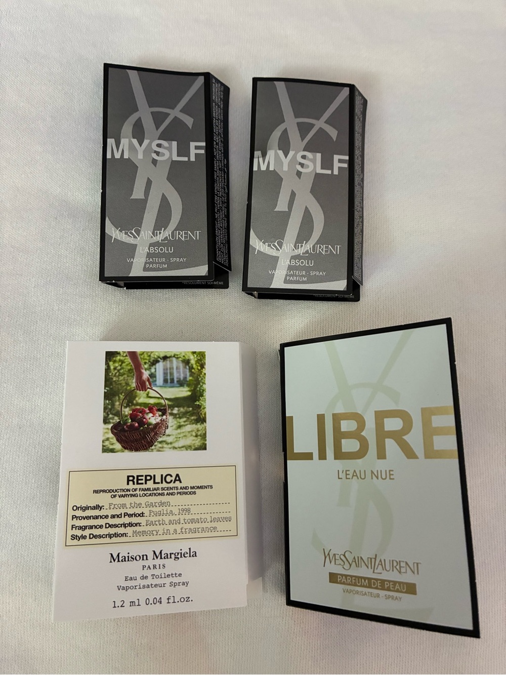 NIP 4 Pk YSL Yves Saint Laurent & Maison Margiela Fragrance Samples 1.2ML